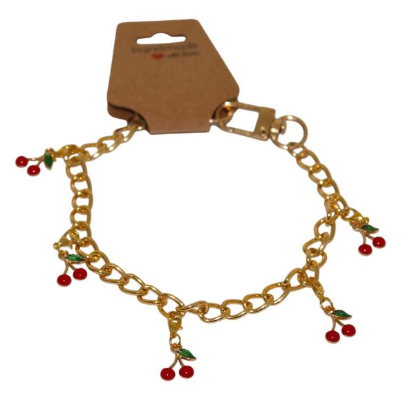 Cherry Bag Chain Accessory Gold & Red NWT - Picture 4 of 4